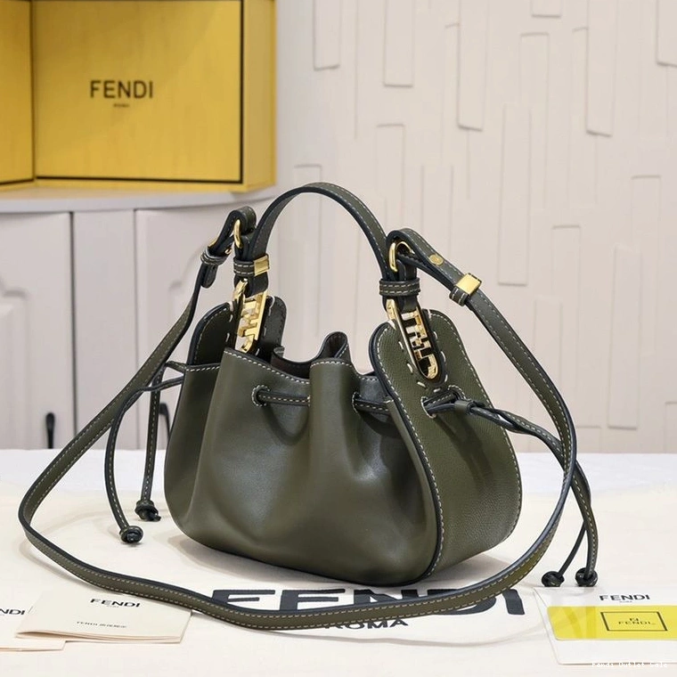 Cheap Bag Fendi Pomodorino Leather Green Bucket Calf In Mini 0729